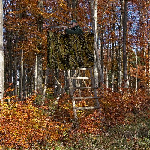 Cakmecwy Hunting Blinds, Deer Hunting Tree Stand Blind Cover, Universal Camo Tripod Deer Stand Accessories for Turkey, Elk, and Moose Hunting, Large Size with Silent Zips and 2 Pocket