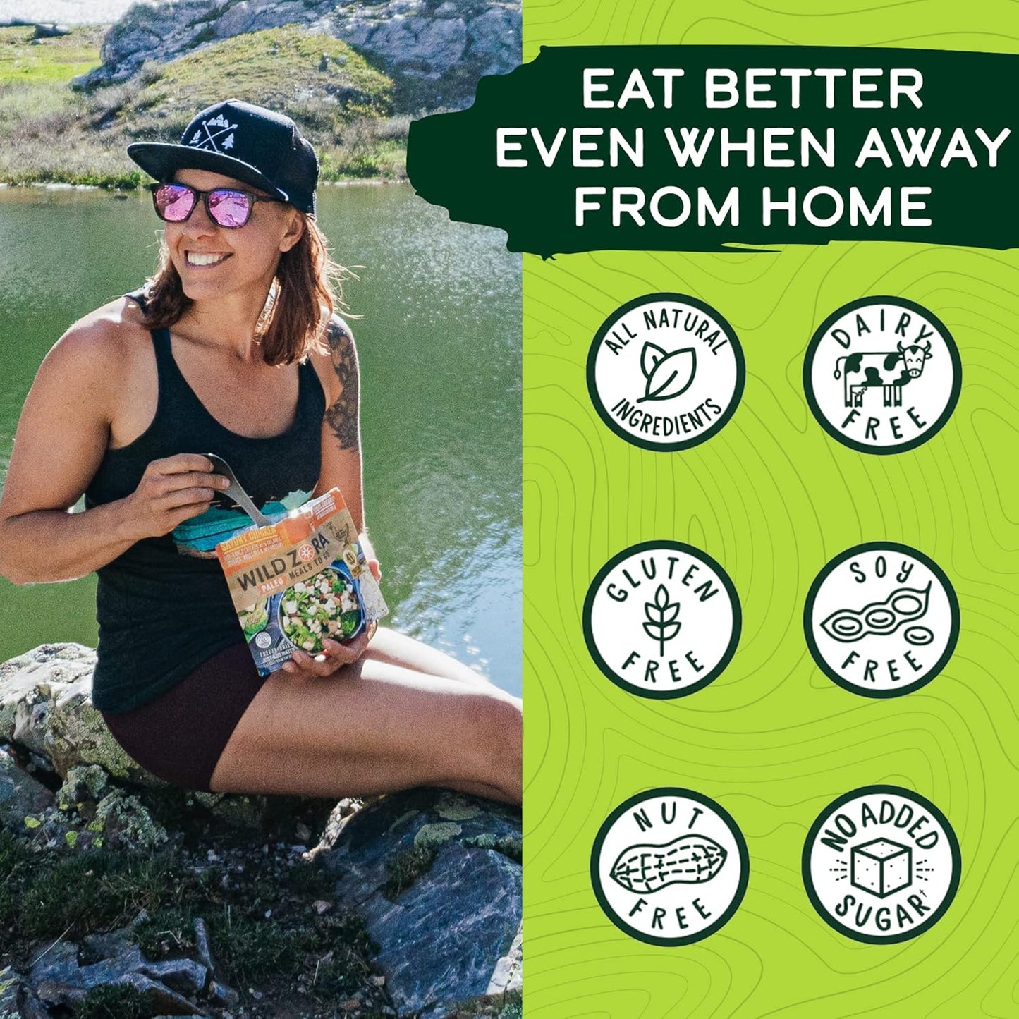 Wild Zora Paleo Freeze Dried Meals for Backpacking & Camping - Healthy Gluten Free & Grain Free Camping Meals/Backpacking Food + No Added Sugar - Great for Travel (AIP 4-pack)