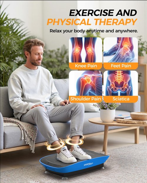 SPORTSWIN Vibration Plate Exercise Machine, Fitness Platform Shaking Full Body, Vibration Plate for Lymphatic Drainage, Motor Speed Control , Home Training Equipment for Weight Loss & Toning (Blue)