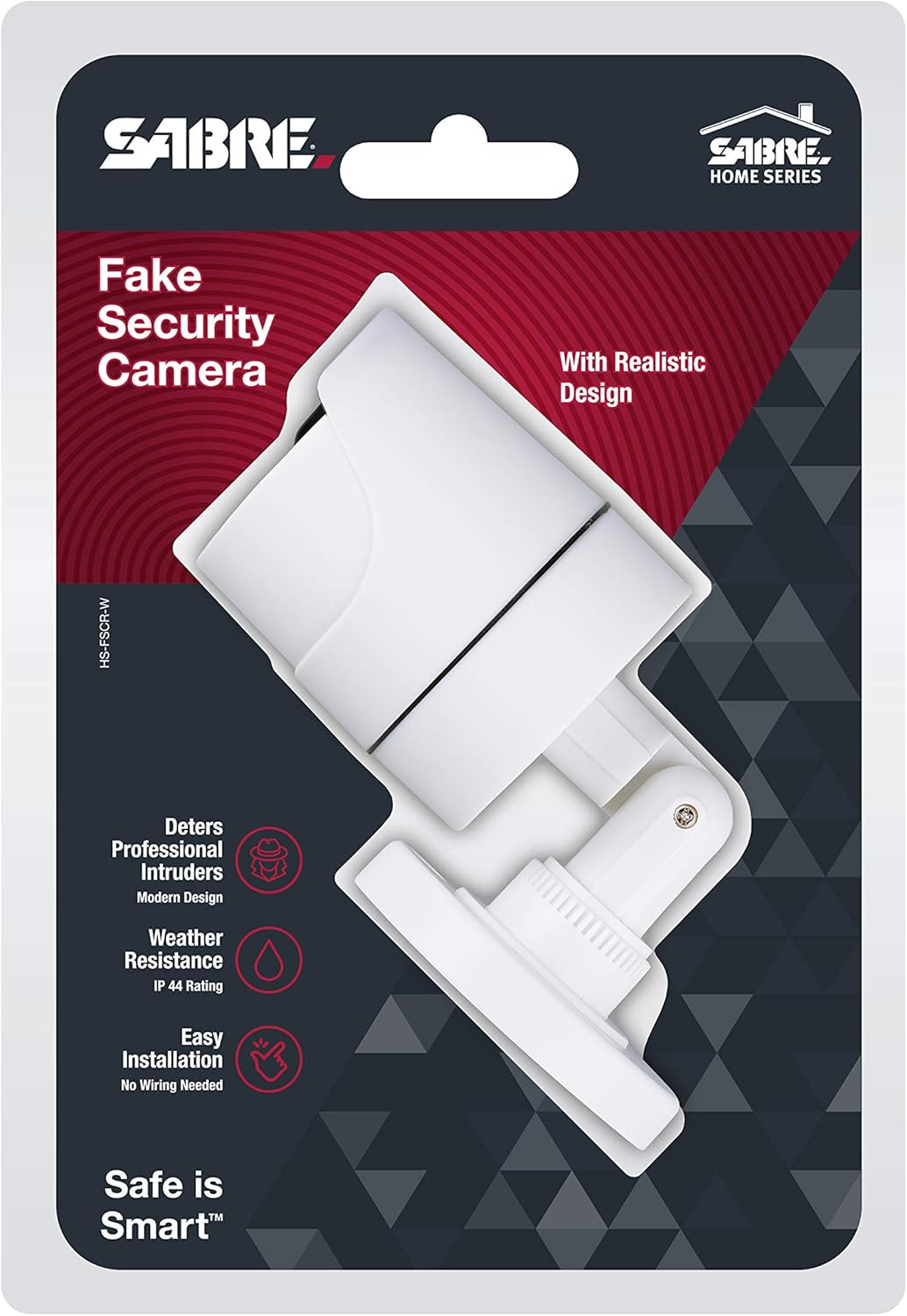SABRE Fake Security Camera, IP44 Rated Weather Resistant, Realistic Design Deters Intruders, No Wiring Or Batteries Required, Fake Dummy Camera