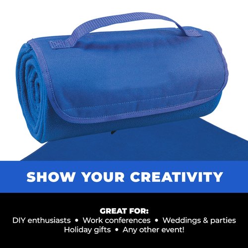 Gifts by Design 25 Ct of Roll-Up Blankets for Camping, Travel, Outdoors, Beach, Picnics – Hunter Green – Hook + Loop Closure for Easy Use in Cars & on Airplanes – Customizable for Promotions & Events