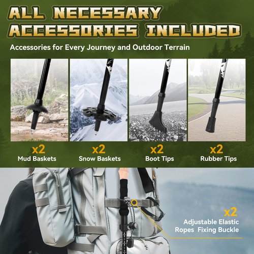 Thristride Our Aviation Grade Aluminum Alloy Trekking Poles - Strong, Lightweight, and Foldable - The Ultimate Companion for Hiking and Trekking! (110-125Centimeters)
