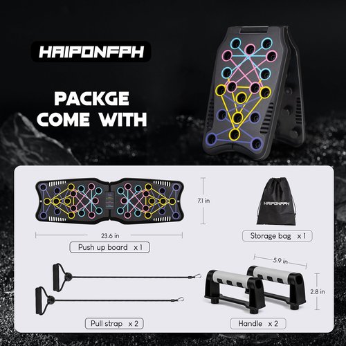 Haiponfph Push Up Board Fitness, 9 in 1 Strength Training Equipment,Home Gym System,Multi-Functional Push up Stands System Fitness Floor Chest Exercise,Training Arm Men & Women Weights