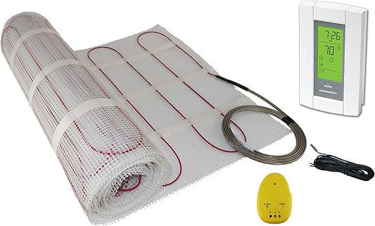 160 Sqft, 240 Volt Mat Electric Radiant Floor Heating System, Heated Floor System, Includes Radiant Floor Heating Thermostat and Sensor. Under Tile Floor Heating System for Heated Floors, Radiant Heat