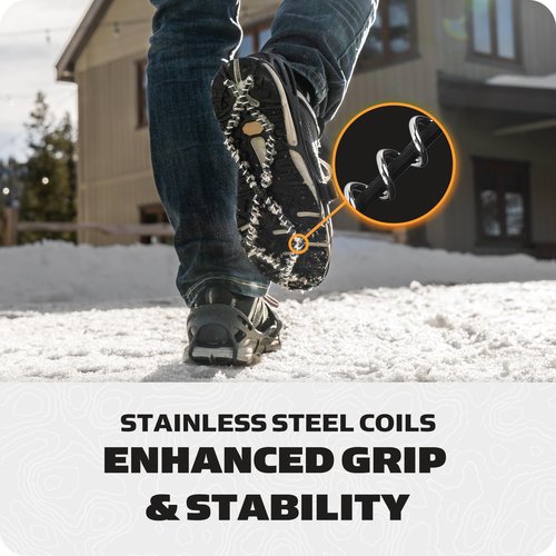 Yaktrax Pro Plus Traction Cleats for Ice and Snow, 360° Steel Coil Grip for All-Direction Traction, Flexible Thermoplastic Upper, Easy On/Off with Heel Tab, Includes Carry Bag & Carabiner, X-Large