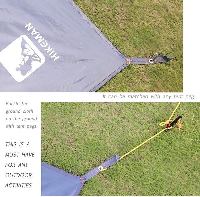 Hikeman Tent Footprint - Waterproof Camping Tarp, Heavy Duty Tent Floor Saver, Ultralight Ground Sheet Mat for Hiking, Backpacking, Hammock, Beach - Storage Bag Included(M-83”x55”)