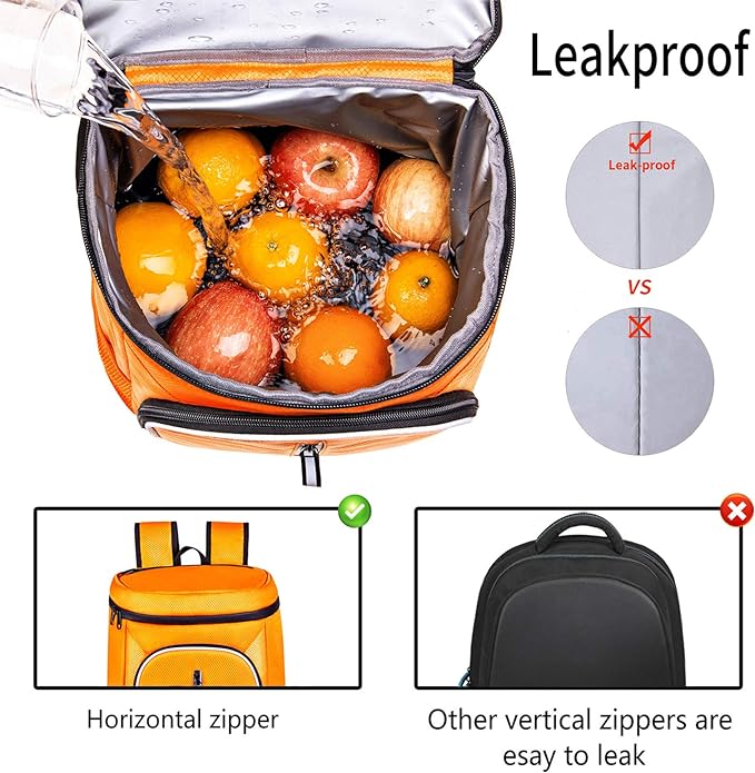 FORICH Soft Cooler Backpack Insulated Waterproof Backpack Cooler Bag Leak Proof Portable Small Cooler Backpacks to Work Lunch Travel Beach Camping Hiking Picnic Fishing Beer for Men Women