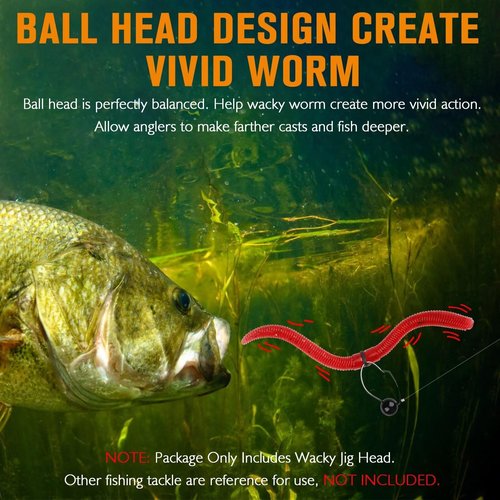 Dovesun 12PCS Weedless Jig Head Wacky Rig Hooks Weedless Fishing Hooks Jig Heads for Bass Fishing Worm Weights Hook 1/16oz