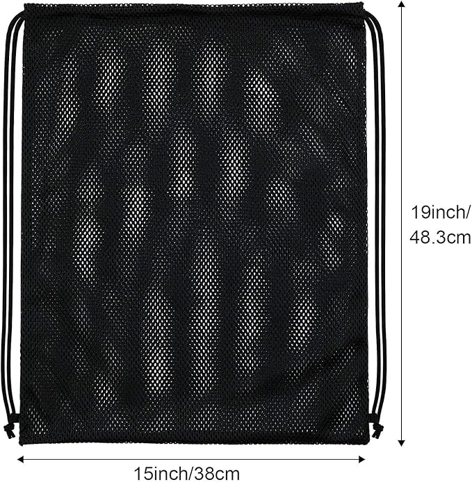 Frienda Mesh Drawstring Backpack Bag Multifunction Mesh Bag for Swimming, Gym, Clothes (Black) One piece