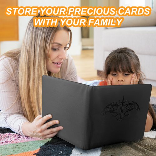 Toploader Binder,Card Holder 9 Pocket Sleeves Hold up 288 Cards. Album Book Case Storage Organizer,used for sports cards,football, baseball, Game King, Skylanders, MTG,game cards“3×4” rigid(BLACK)