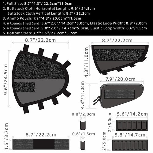 Aprikostein Buttstock Shotgun Shell Holder for Ammo 12 Gauge 20Ga 30-06 30-30 45-70 7.62 410 Left Right Handed Ambidextrous Rifle Stock Pouch Cheek Rest Shotshell Carrier