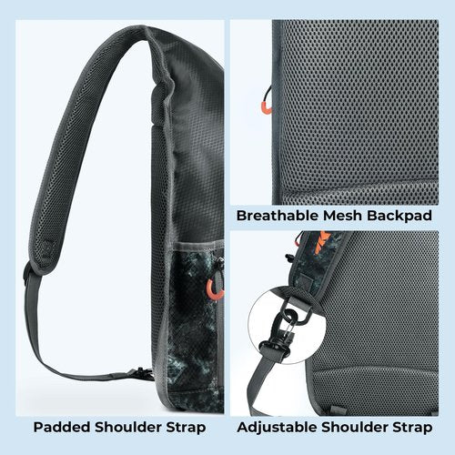 KastKing Pond Hopper Fishing Sling Tackle Storage Bag with 2 Tackle Boxes, Lightweight Sling Fishing Backpack-Sling Tool Bag for Fishing Hiking Hunting Camping,17.7X 12.6X 6 Inches