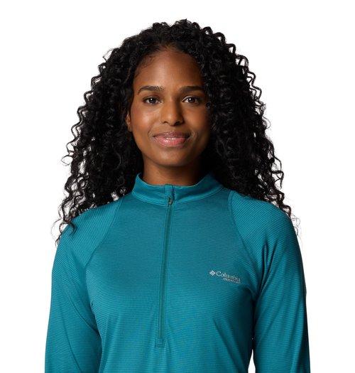 Columbia Womens W Endless Trail 1/2 Zip Mesh Long Sleeve, River Blue, Large