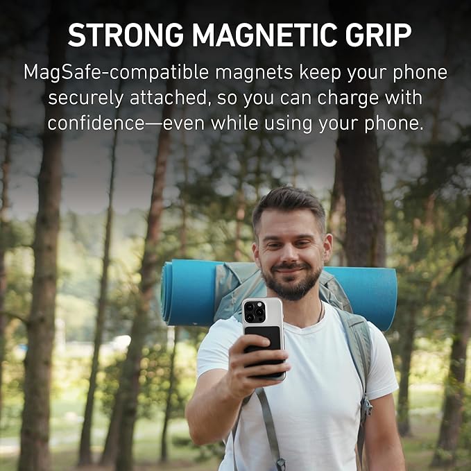 PEEL Magnetic Wireless Portable Charger – Ultra Slim 5,000mAh Power Bank, Compatible with MagSafe Devices, 15W Wireless & 20W USB-C Fast Charging, Lightweight for iPhone 16/15/14/13/12 (Black)