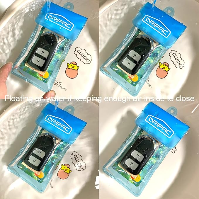 DRIPAC Waterproof Car Key FOB Case Waterproof Wallet Waterproof Holder Pouch For Key ID Badge Credit Card Money（Blue）