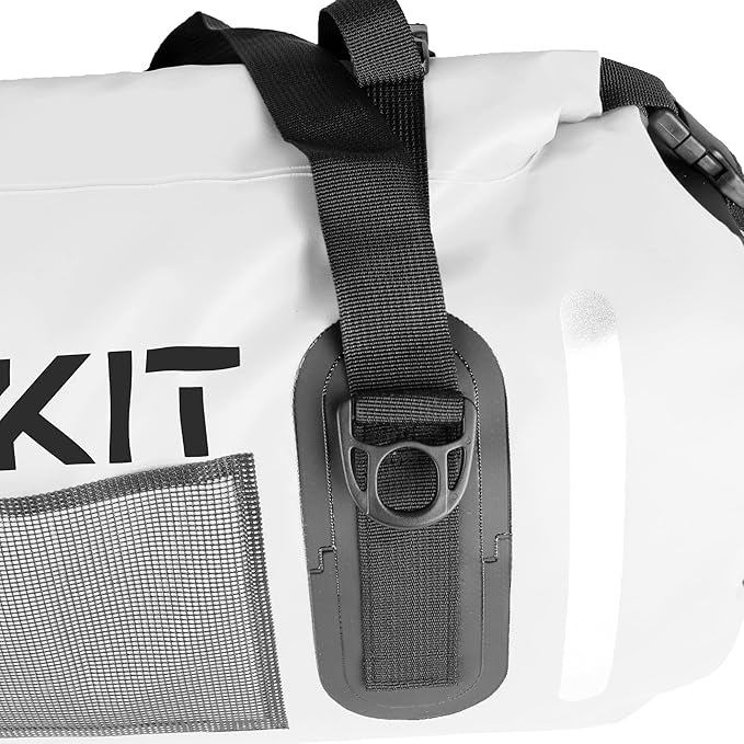 Waterproof Duffle Bag Travel Dry Bag 500D PVC for Motorcycle Tail Kayaking Rafting Boating Swimming Camping Hiking Beach Fishing (White, 40L)