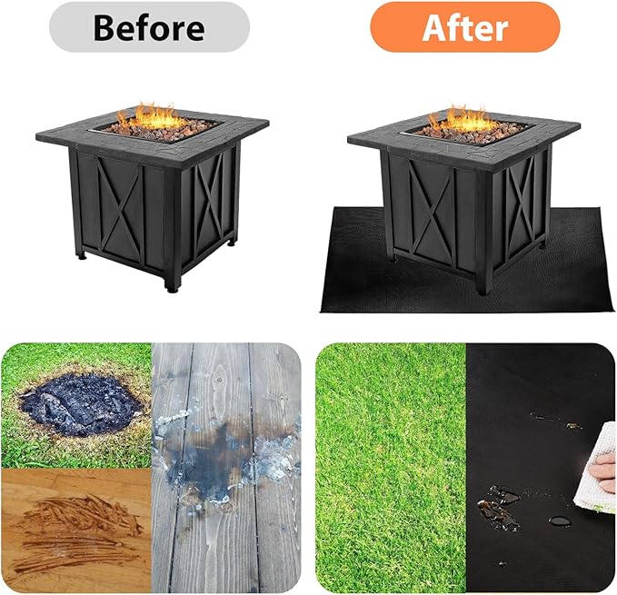 48 x 36 inch Under Grill Mats for Outdoor Grill-Double-Sided Fireproof Grill Mats for Outdoor Grill Deck and Grass Protector-Waterproof & Oil Proof- Easy to Clean Fire Pit Mat, Fireplace Mat