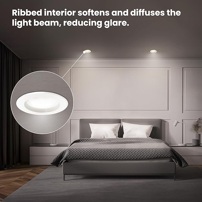 Feit Electric LED Downlight Retrofit Kit with Baffle Trim, 75W Equivalent, 5/6-Inch Dimmable Recessed Can Light, Adjustable White 2700K-5000K, 90+ CRI, 50,000-Hour Lifetime, LEDR56B/6WYCA/MP/6