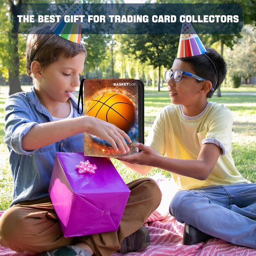 HESTECH Basketball Card Binder with Sleeves 900 Pockets Ring Trading Playing Collection Card Holder Photo Albums Storage Large Organizer Big Case with 50 Pages Removable Sleeves for Sports Game Cards