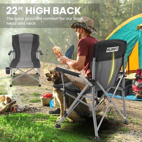 WILDROOTS Heavy Duty Camping Chair, Durable Padded Folding Chair