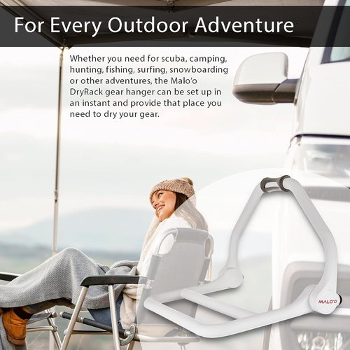 Malo'o Portable Drying Rack – Perfect for Wetsuit Drying, Camping, Fishing & Scuba Gear. The Heavy Duty Hangers Have 2 Drying Bars for Wet Suits or Hockey Gear and can Hang Off The Side View Mirror