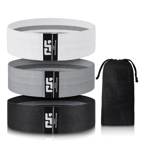 Generic Resistance Bands Set of 3 Heavy Duty Exercise Bands for Strength Training, Yoga, Flexibility, and Squats Includes Carry Bag (White, Grey, Black)