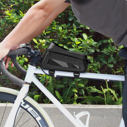 EYPINS Waterproof Bike Phone Bag - Bike/Bicycle Frame Bag for Phones Under 7.2", Bike Phone Holder/Mount, Top Tube Bike Bag with High Sensitivity TPU Touch-Screen, EVA Hard Case, Rain Cover