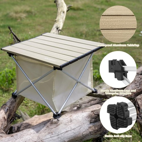 QUNATURE Portable Camping Table Folding Beach Table Ultralight Aluminum Camp Table with Storage Bag for Beach Hiking Backpacking Fishing Picnic