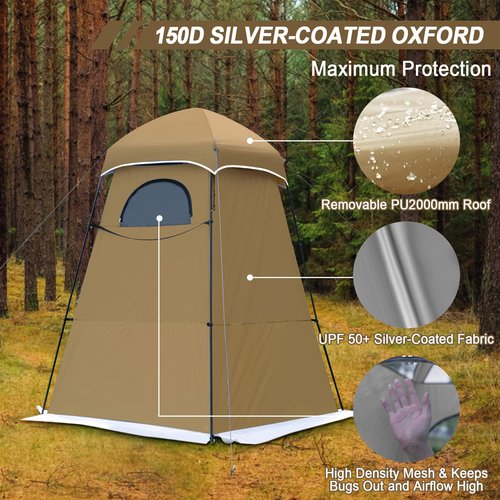 Camping Shower Tent, 7.9 FT Extra Tall Oversize Privacy Tent, Portable Outdoor Bathroom Toilet Tents with Floor, Easy Set Up Privacy Shelter for Dressing, Hiking, Fishing, UPF50+