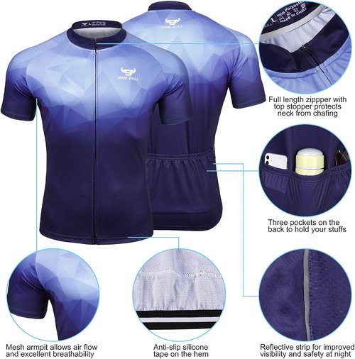 Men's Cycling Jersey Set - Reflective Quick-Dry Biking Shirt and 3D Padded Cycling Bike Shorts