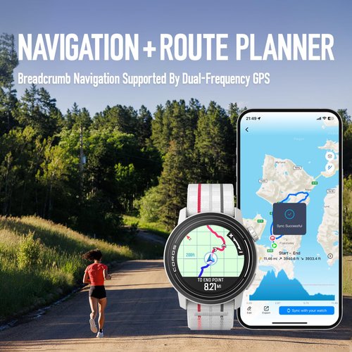 COROS PACE 3 GPS Sport Watch –Lightweight, Comfortable Running Watch, 17-Day Battery Life, Accurate GPS, Heart Rate Monitor, Navigation, Sleep Tracking, Training Plan, Run, Bike, and Ski-Chalk Nylon