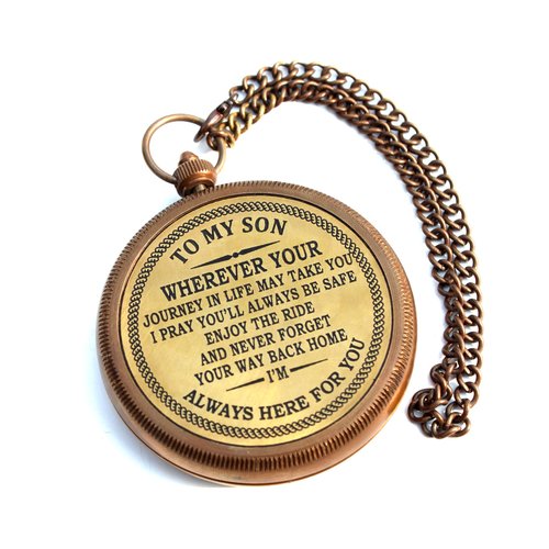 to My Son Compass with Wooden Box. Gift for Son from Mom Dad, Father to Son Gifts, Birthday Baptism Confirmation Communion, Mom to Son Gifts for Graduation Day, Compass for Women Men
