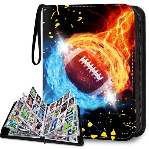 TsuiWah Football Card Binder 9-Pocket, Trading Card Binder, Sports Card Album Fits 900 Cards with 50 Removable Sleeves, Zipper Collectible Card Holder Organizer for Football, Sports Trading Cards