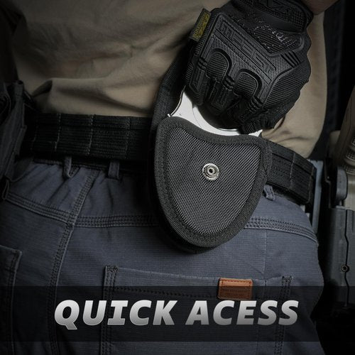 Handcuff Holder，Police Handcuffs Law Enforcement Accessories with Belt Loop， Handcuff Case Hand Cuff Pouch with Copper Snap Flap Top. … (Black, One Pack)