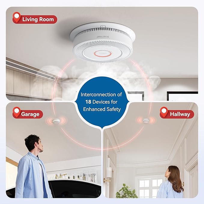 SITERWELL Hardwired Interconnected Smoke and Carbon Monoxide Detector, 10 Year Product Life Alarm Smoke Carbon Monoxide Detector with 2 AA Batteries Back Up, Smoke and CO Detector Voice Alert,5 Pack