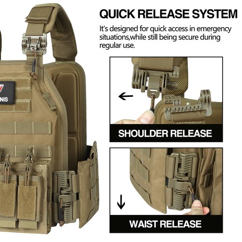 LASVENIS Quick Release Tactical Vest Lightweight Vests Adjustable Tactical Vest for Outdoor Training