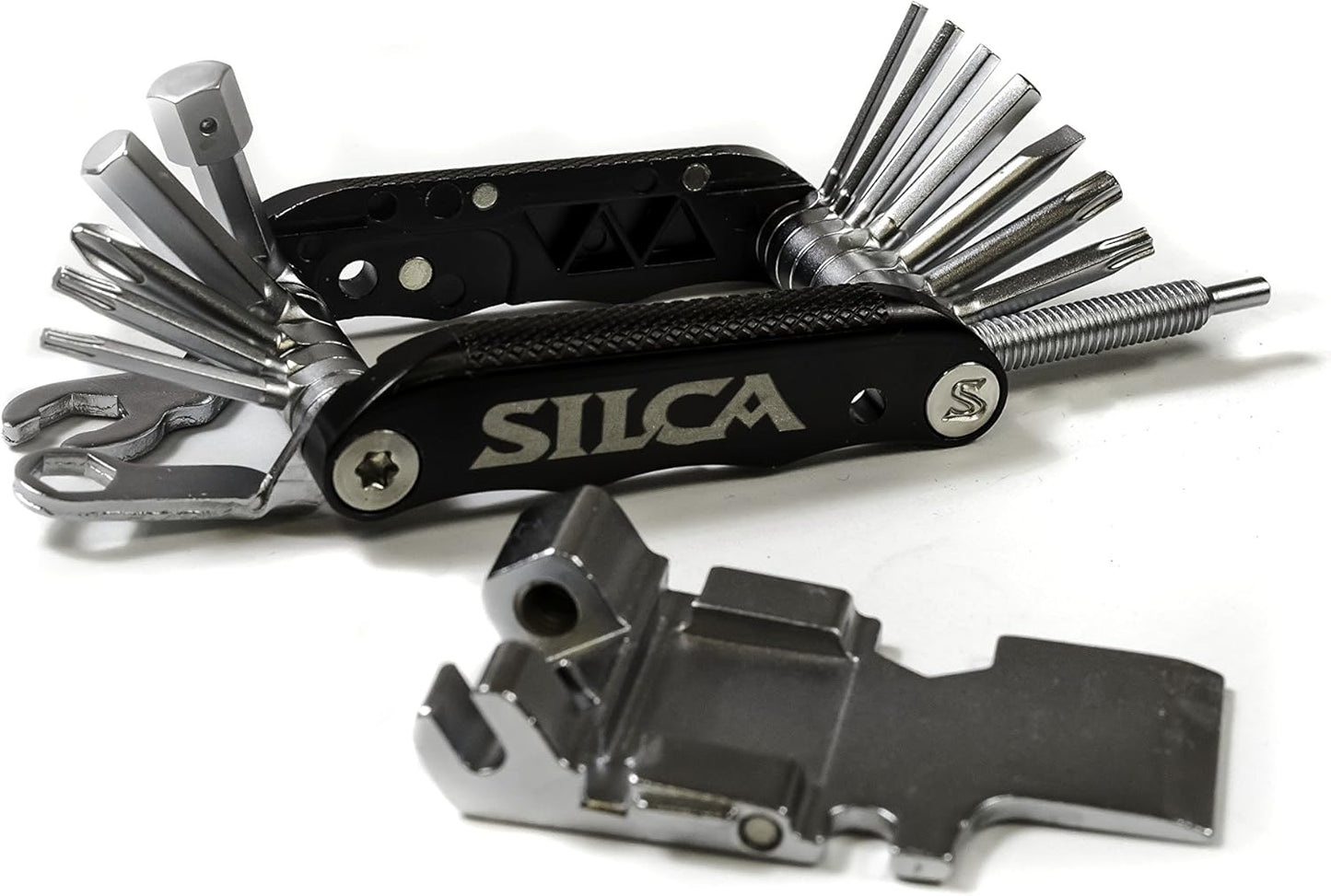SILCA VENTI MultiTool | 20 tools design minimalistic focus | steel multi tools w/hardened finish | aluminum side bars with master link magnetic storage | HEX/TORX/PHILLIPS/Chain Breaker
