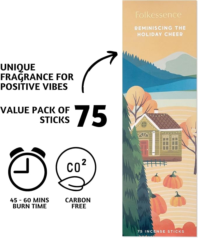 Folkulture Fall Incense Sticks - Pack of 75 Incense Sticks, Natural and Non Toxic Incents for Meditation & Spiritual Practice - Organic Insence-Sticks - Inscents-Sticks, Pumpkin Scented
