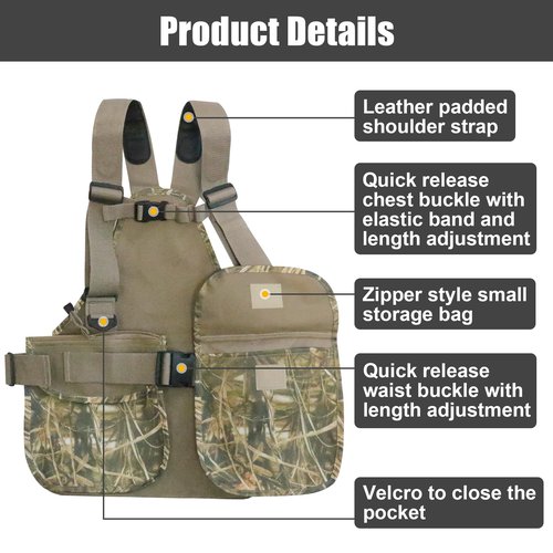 HUNTPAL Upland Hunting Vest Tactical Backpack with Game Pouch, Accessory Pockets, Adjustable Chest Strap and Waist Belt (Waterfowl Camo)