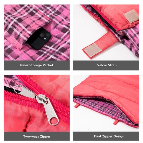 BISINNA Cotton Flannel Sleeping Bag for Adults Backpacking Camping Sleeping Bag 3 Season Envelope Sleeping Bags for Hiking