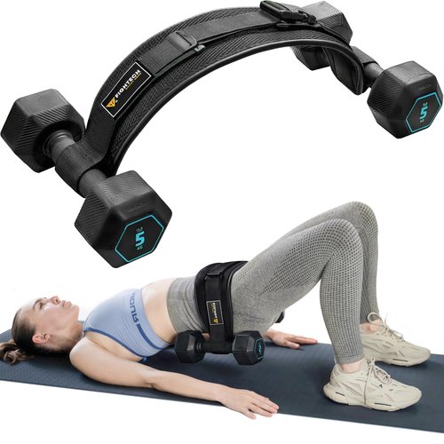 Exercise Hip Thrust Belt with Slip-Resistant Padding - Easy to Use with Dumbbells, Kettlebells, or Plates - Protects Your Hips for Gym, Home Workouts, or On the Go (Black)