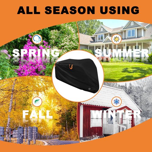 Adult Tricycle Cover Outdoor Storage Waterproof ,Heavy Duty Anti-UV 420D Tearproof Bike Covers Fit for Electric Trike,3 Wheels eTrike Bicycle, All Weather Use,Windproof Buckle,Lock Hole