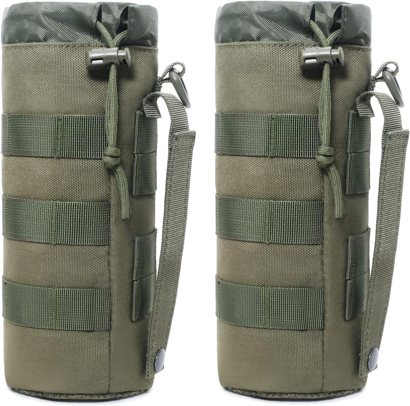 Tactical Molle Water Bottle Pouch Military Drawstring Open Top & Mesh Bottom Travel Water Bottle Holder Bag Tactical Hydration Carrier