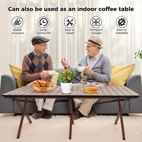 ZEMBSOYA Camping Table High Load Bearing Metal Folding Portable Picnic Table for Outdoor BBQ Beach