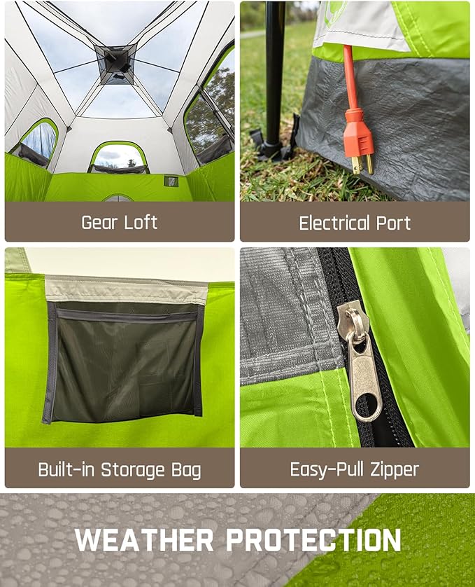 FanttikOutdoor Camping Tent 4/6/8/10 Person Instant Cabin Tent Setup in 60 Seconds with Rainfly & Windproof Portable with Carry Bag for Family Camping & Hiking
