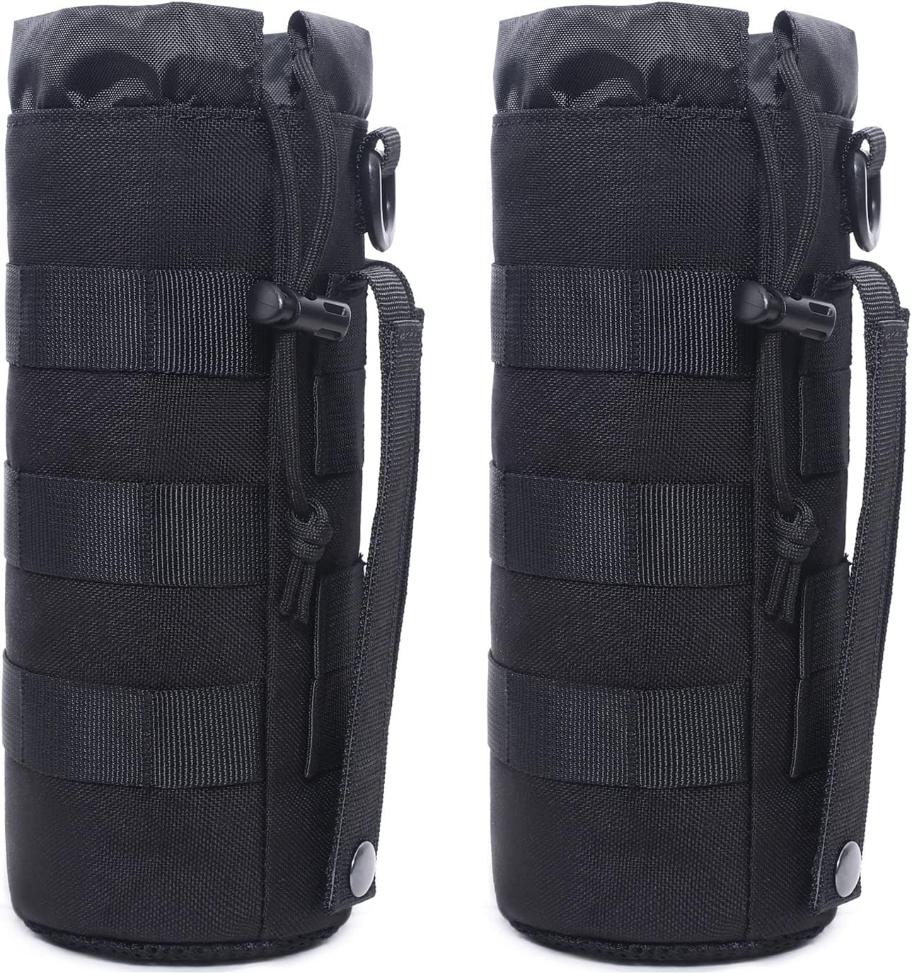 Tactical Molle Water Bottle Pouch Military Drawstring Open Top & Mesh Bottom Travel Water Bottle Holder Bag Tactical Hydration Carrier