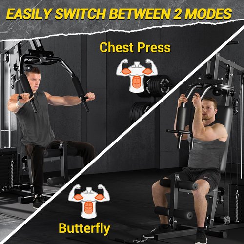 GarveeLife Home Gym Machine System with 100LBS Weight Stack, Multifunctional Weight Machine, Full Body Workout Station Exercise Equipment, All in One Home Gym with Pulley System for Strength Training