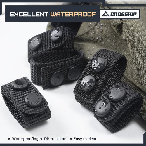 CROSSHIP 4 PCS Tactical Duty Belt Keeper, Nylon Double Snaps for 2¼" Wide Military Equipment Fixing Security Police Duty Belt Law Enforcement Accessories