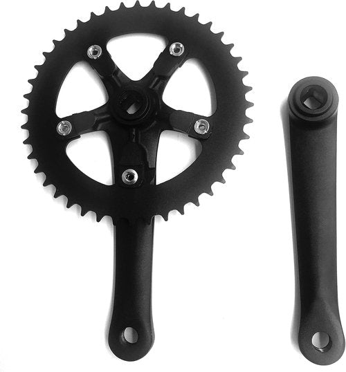 Crankset Single Speed 44T 170mm Crankarms 110 BCD Crankset for Mountain Road Bike Fixed Gear Bicycle(Square Taper, Black) (44T Sprocket)