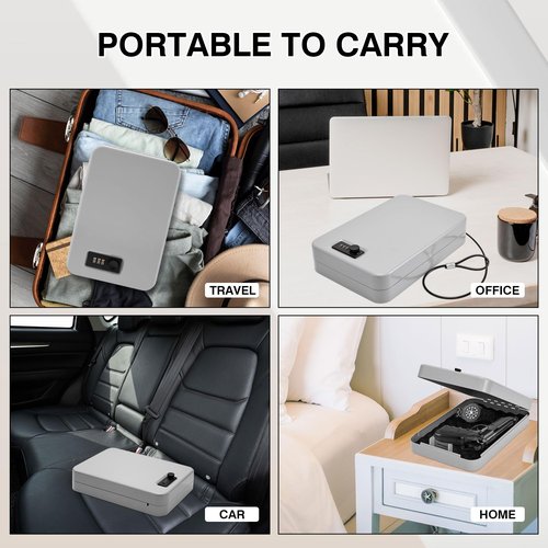 Arvilon Gun Safe, Car Gun Safe for Handgun with Combination Lock, Pistols safe Lock Box for Handgun, 11.4"x 7.5"x 2.5" Portable Hand Gun Safe Lock Box for Car, Home, Travel, Gray